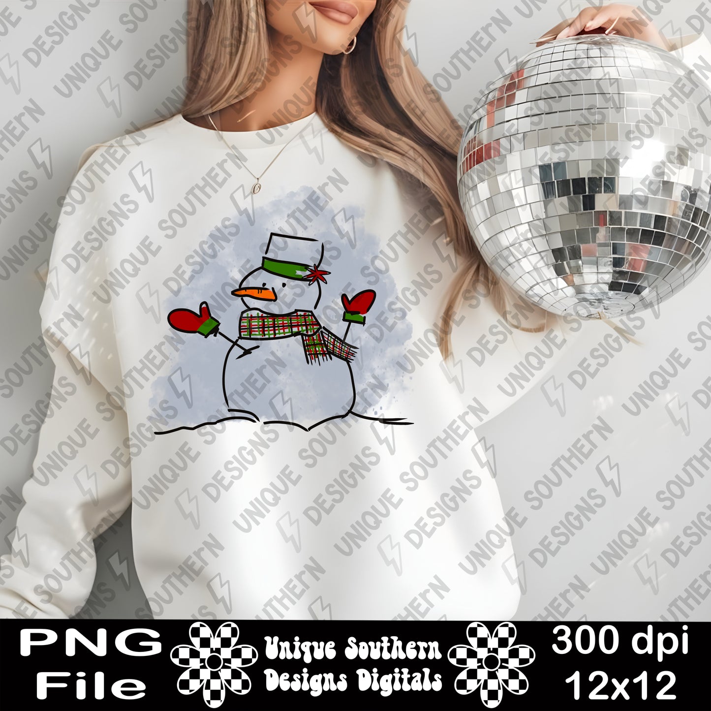 Sketch Snowman PNG, Digital Download