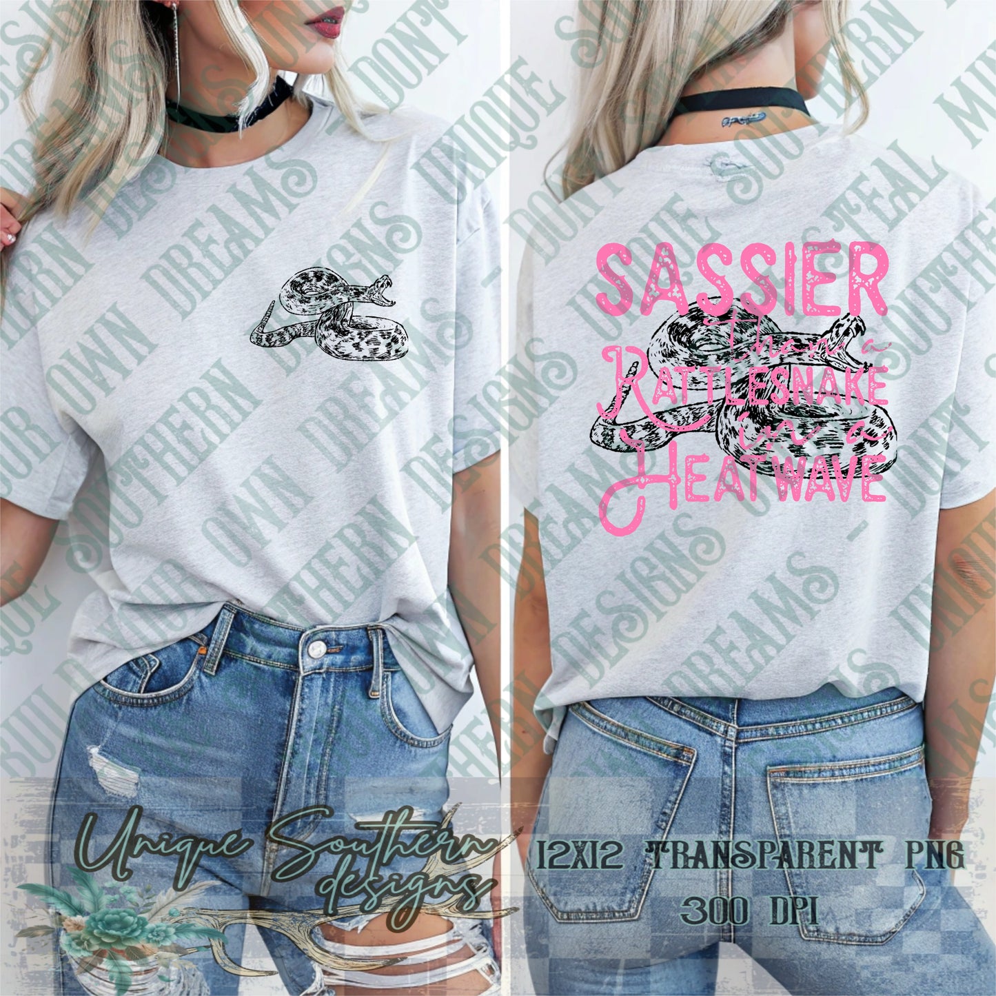 Sassier than a Rattlesnake Pink PNG | DIGITAL DOWNLOAD