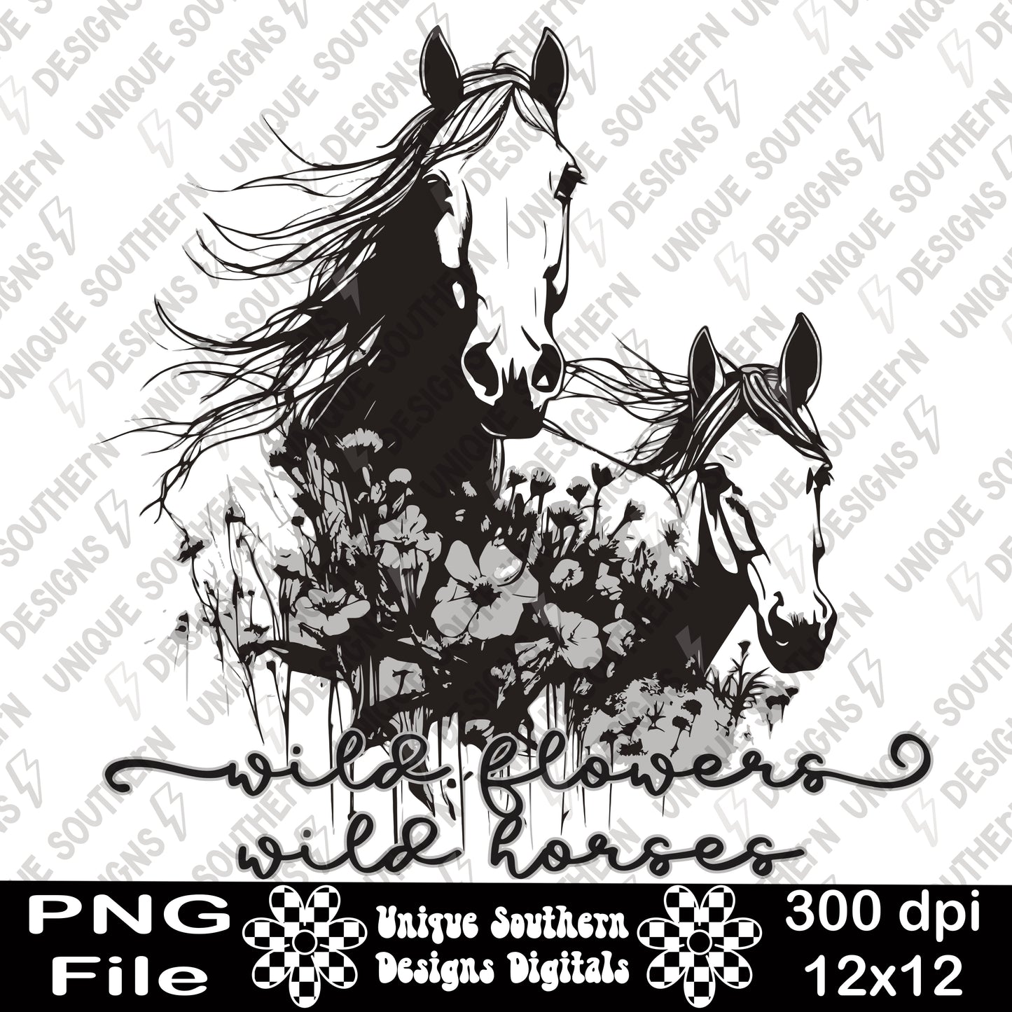 Wild Flowers, Wild Horses |Western | Cowgirl | PNG | Digital Download