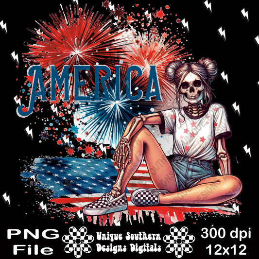 America| Skellie| Patriotic| PNG | Digital Download