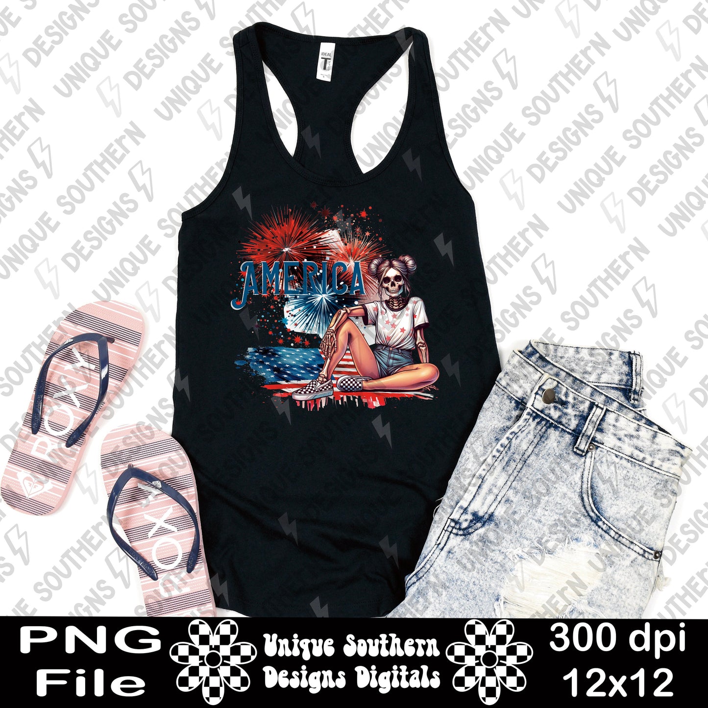 America| Skellie| Patriotic| PNG | Digital Download