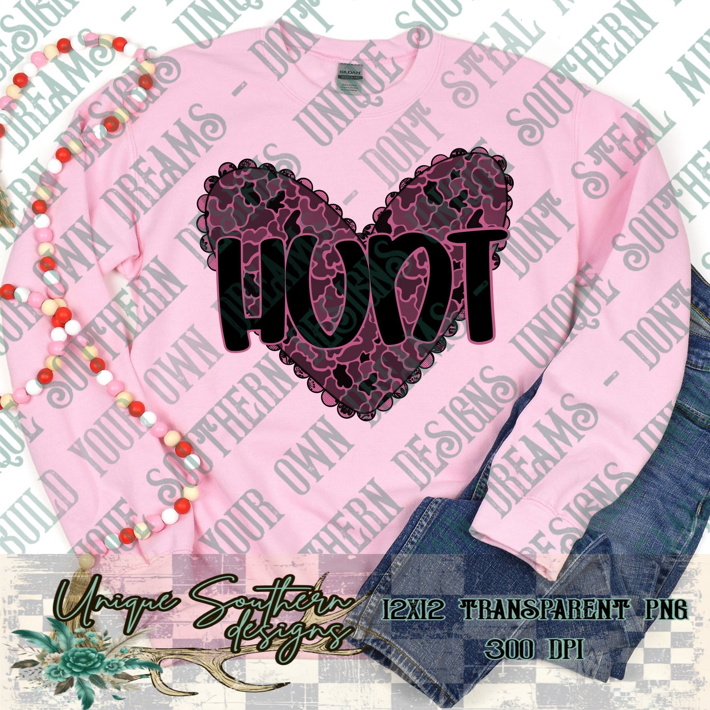 Pink Camo Heart Hunt PNG | DIGITAL DOWNLOAD