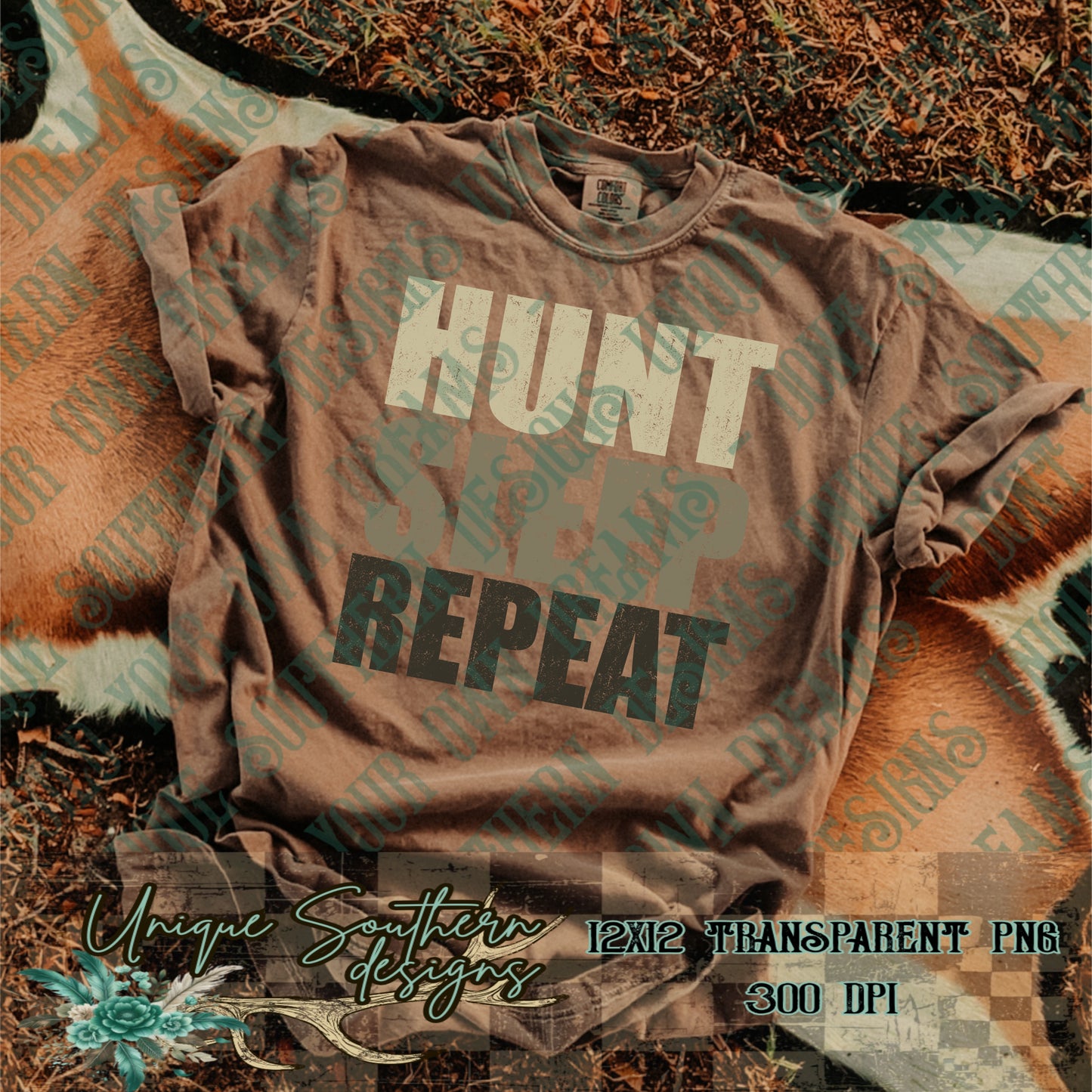 Hunt Sleep Repeat Distressed PNG | DIGITAL DOWNLOAD