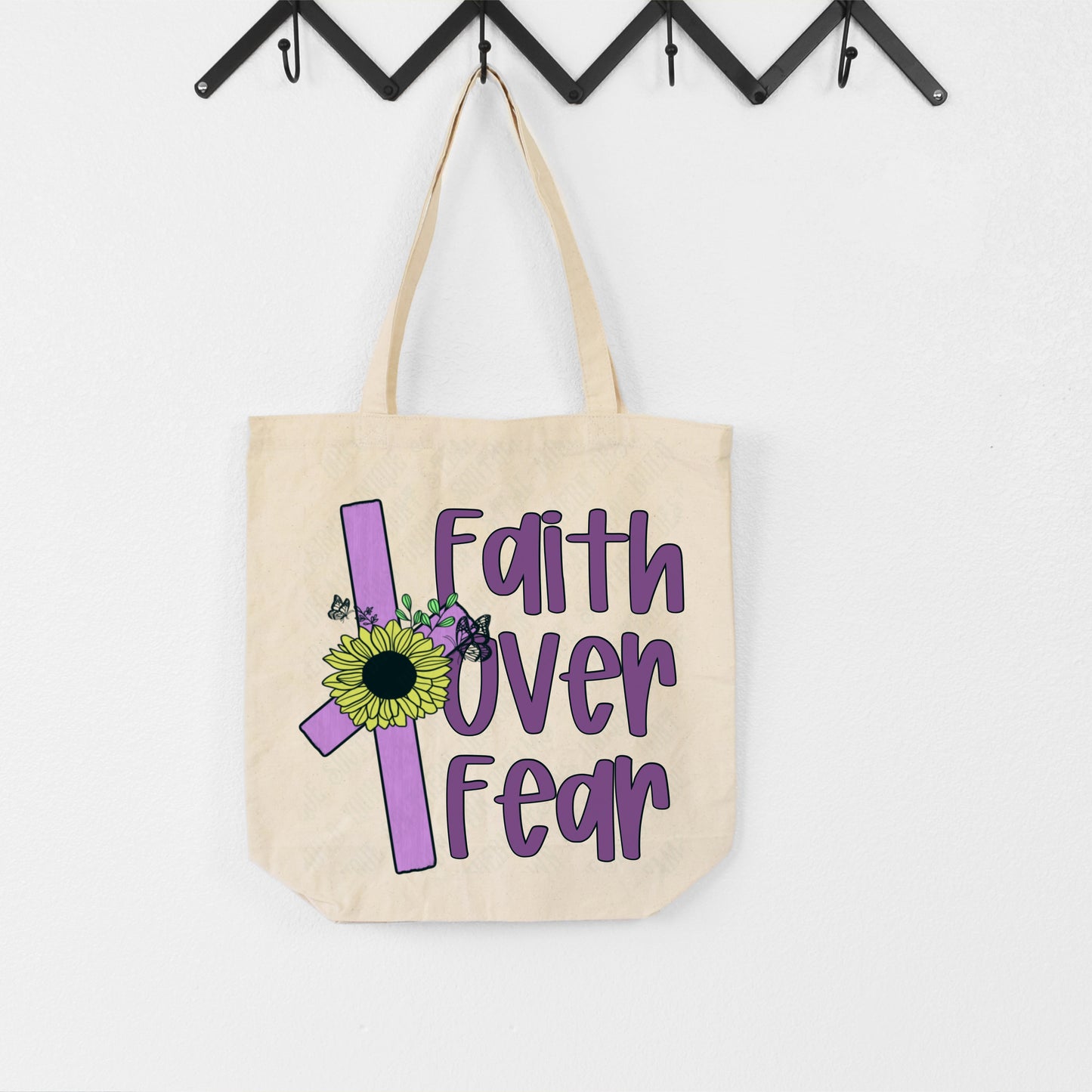 Faith Over Fear PNG | Christian Sublimation Design | Sunflower Cross Graphic | 12x12 300 DPI | Tee & Mug Digital File
