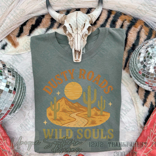 Dusty Roads Wild Souls Western Desert PNG - Retro Cactus Digital Design