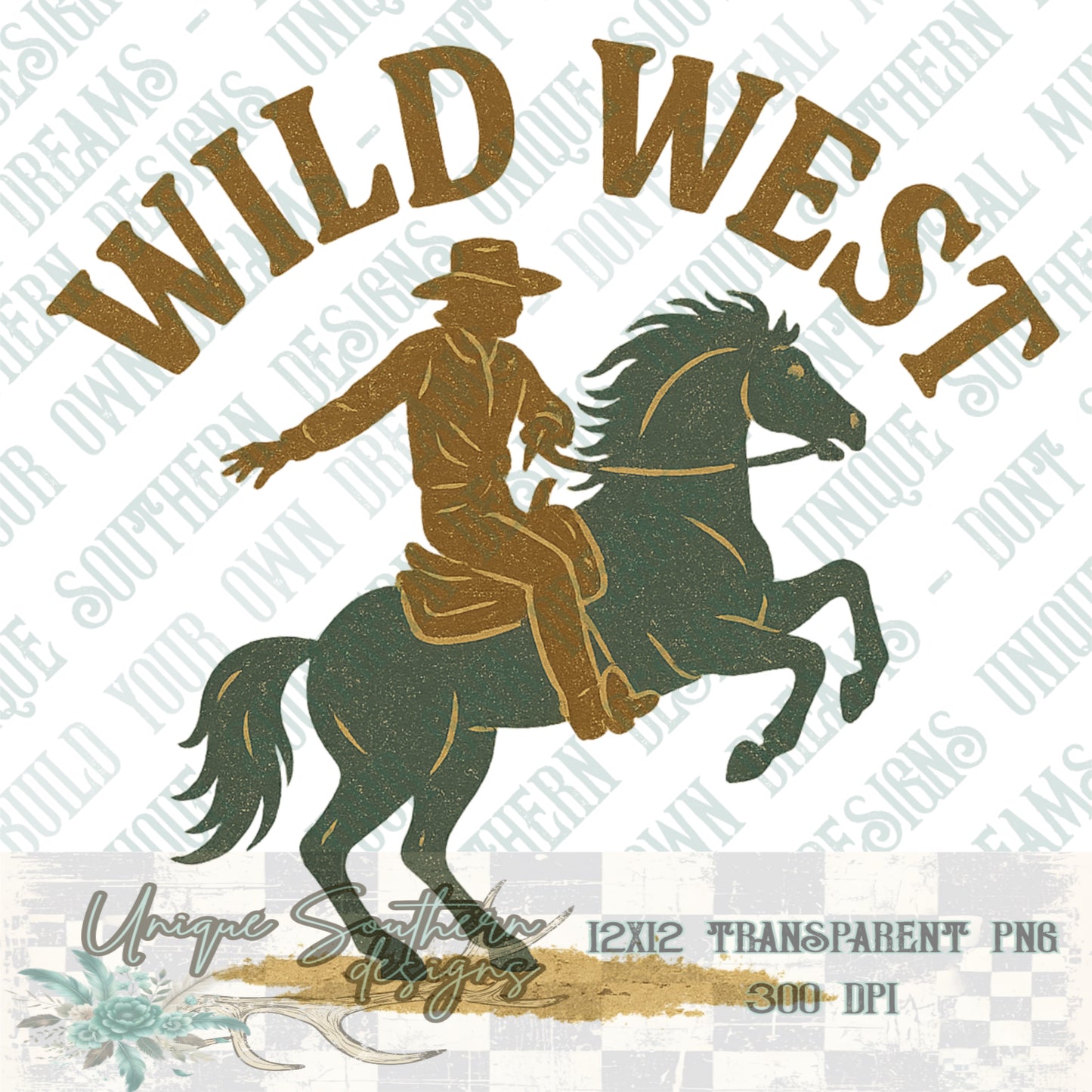 Wild West Cowboy PNG – Retro Rodeo Rider Western Design for T-Shirts & Sublimation