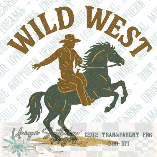 Wild West Cowboy PNG – Retro Rodeo Rider Western Design for T-Shirts & Sublimation
