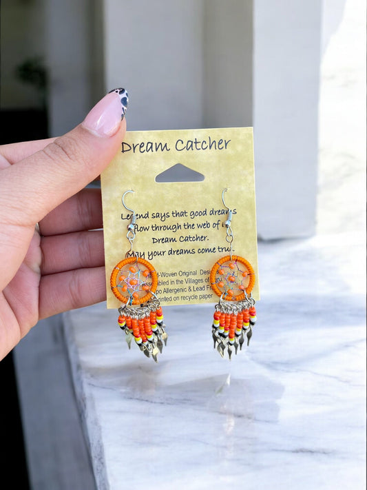 Dreamcatcher Bohemian Earrings - Orange