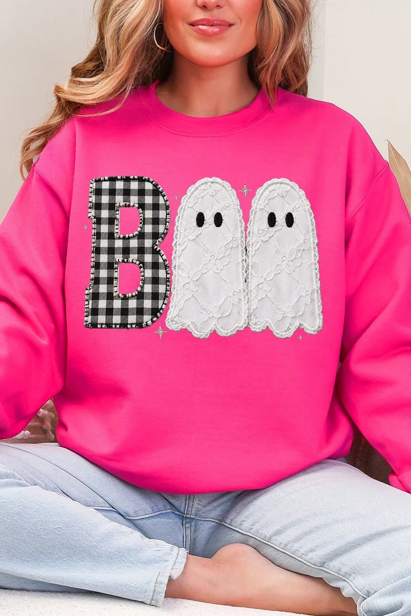Gingham & Lace Boo Heavy Blend Crew Sweatshirt